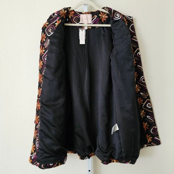 NWT HUTCH ANTHROPOLOGIE Women's Multicolor Floral Embroidered Boho Coat Sz M - Picture 3 of 16
